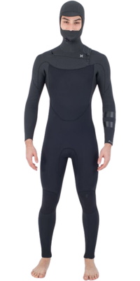 Hurley Mens Plus Texture 4/3mm Hooded Chest Zip Wetsuit MFS0012443 - Black